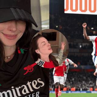 Anne Hathaway celebró goleada al Real Madrid cantando himno del Arsenal | VIDEO