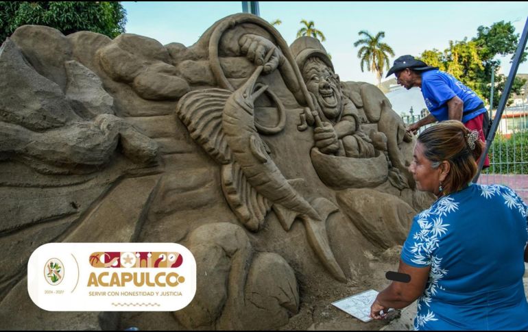 Los artistas trabajarán en sus esculturas hasta el viernes 11 de abril, pero sus imágenes permanecerán en exhibición durante mes y medio. EFE / D. Guzmán