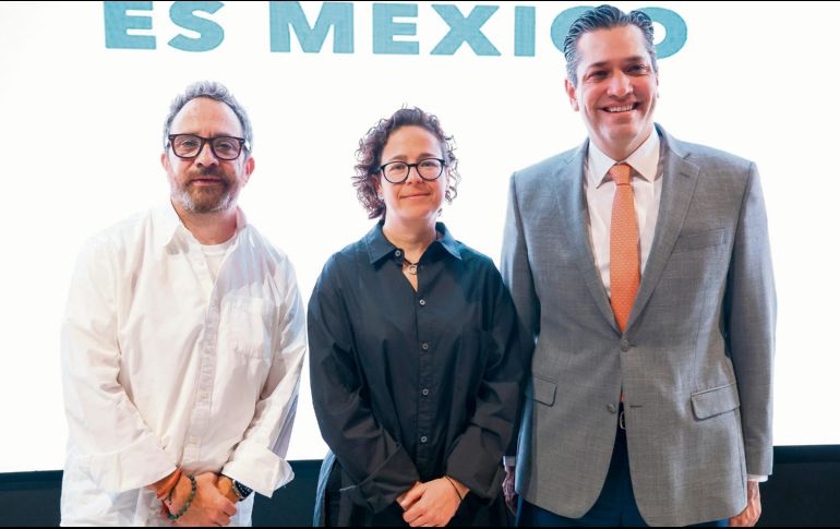 Alejandro Tavares, director de FILMA Jalisco; Michelle Fridman, Secretaria de Turismo de Jalisco, y Mauro Garza Marín, coordinador de Crecimiento y Desarrollo Económico. EL INFORMADOR/ H. Figueroa