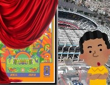 Hay siluetas de aficionados tocando tambores y jugadores que acompañan al Estadio Azteca, ubicado en la parte inferior del cartel. SUN / ARCHIVO / ESPECIAL / X / @FIFAWorldCup