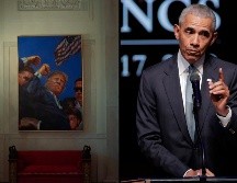 La nueva pintura fue instalada en el vestíbulo de la residencia presidencial donde colgaba el retrato de Obama durante los últimos meses de la Administración de Joe Biden. ESPECIAL / X: @WhiteHouse / AP / ARCHIVO