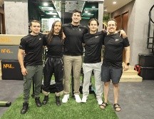 Ángel López, Daniel Ricardo González, César Valenzuela, Misael Celis y Emmanuel González en la apertura de Natural Flow Fitness Lab Guadalajara. GENTE BIEN JALISCO / A. Martínez