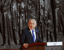 Netanyahu en su discurso en el día en recuerdo del Holocausto. EFE / EPA / ABIR SULTAN