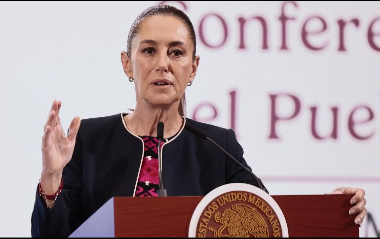 La Presidenta de México, durante su conferencia matutina. EFE
