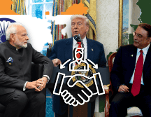 Trump se presta para mediar entre la India y Pakistán ante el aumento de tensión. EFE/F. Chung/REUTERS/P. Singh/AFP/S. Handout/CANVA.