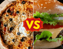 La pizza y la hamburguesa son productos con alto nivel calórico. UNSPLASH/ David Foodphototasty/ UNSPLASH/ M. Grabar