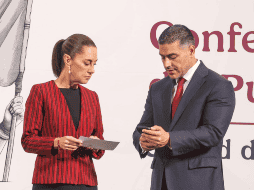Harfuch y Sheinbaum se enteran en plena mañanera del asesinato de dos funcionarios del gobierno de la CDMX. SUN / A. SÁNCHEZ