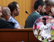 Vinicius también prestó declaración como perjudicado en el juicio a cuatro acusados de colgar de un puente un muñeco con la camiseta del jugador. EFE / N. Gallego / AP / ARCHIVO
