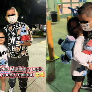 Niña tapatía regala palomera de Stitch a niño que no alcanzó a comprarla por estar en quimioterapia