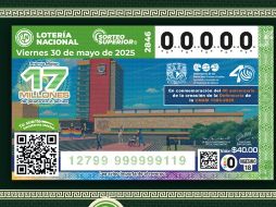 El billete del Sorteo Superior 2846 celebró el 40 aniversario de la Defensoría de la UNAM. X/lotenal