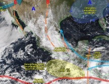 México continuará enfrentando un temporal de lluvias intensas derivado de diversos fenómenos meteorológicos. CONAGUA.