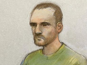 Bosquejo de Marcus Arduini Monzo en el tribunal en Londres. Monzo fue declarado culpable de un asesinato con espada el 25 de junio del 2025. AP / Elizabeth Cook