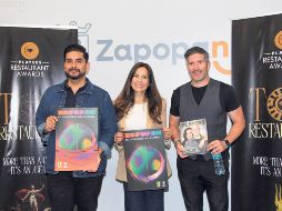 Edgar Fidel Ramírez, Bibiana Tenorio y Alejandro Martínez durante la presentación de los Players Restaurant Awards. GENTE BIEN JALISCO / E. Escamilla