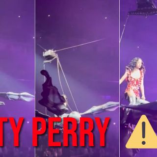 Tirolesa falla en pleno concierto y casi tira Katy Perry