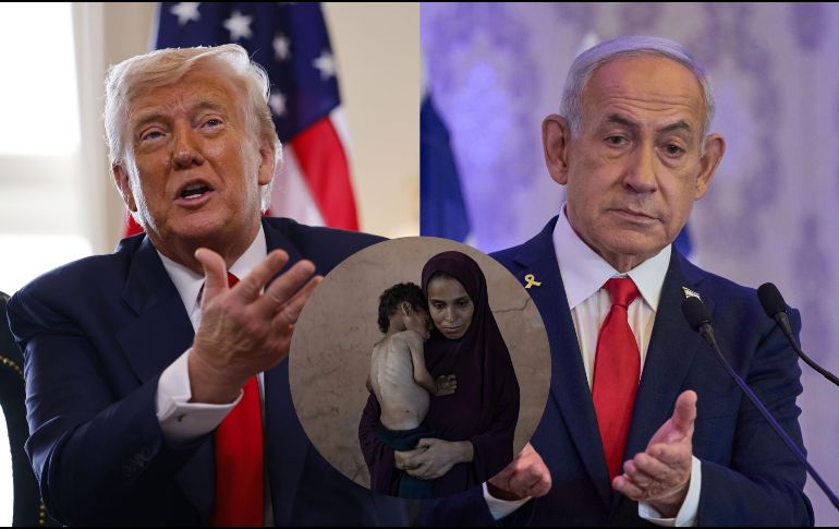 Trump, hablando en Escocia este lunes, declaró que Estados Unidos y otras naciones están proporcionando dinero y alimentos a Gaza. AP /O. ZWIGENBERG / EFE/T. AKMEN / ARCHIVO