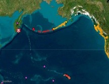 Los servicios de emergencia rusos registraron olas de 3-4 metros de altura en las costas del sureste de esa península rusa. EFE/ NOAA
