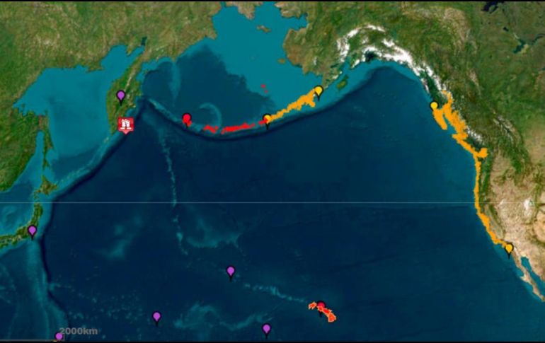 Los servicios de emergencia rusos registraron olas de 3-4 metros de altura en las costas del sureste de esa península rusa. EFE/ NOAA