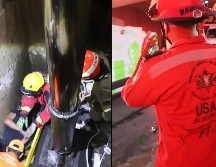 Elementos de Bomberos de Guadalajara en coordinación con personal de la Cruz Verde lograron el rescate del accidentado. ESPECIAL / FACEBOOK Protección Civil y Bomberos GDL