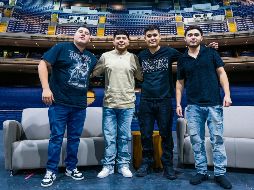 Los integrantes de Marca MP posan desde el escenario del Auditorio Telmex, donde se presentarán el 29 de agosto. EL INFORMADOR/ A. Navarro