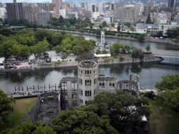 Vista aérea de la Cúpula de la Bomba Atómica en el Parque Conmemorativo de la Paz en Hiroshima. EFE/EPA/F. Robichon