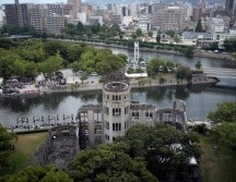Vista aérea de la Cúpula de la Bomba Atómica en el Parque Conmemorativo de la Paz en Hiroshima. EFE/EPA/F. Robichon