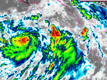 A las 15:15 horas, tiempo del centro de México, el sistema se ubicaba a 310 kilómetros al sur-suroeste de Cabo San Lucas, Baja California Sur. ESPECIAL/SMN
