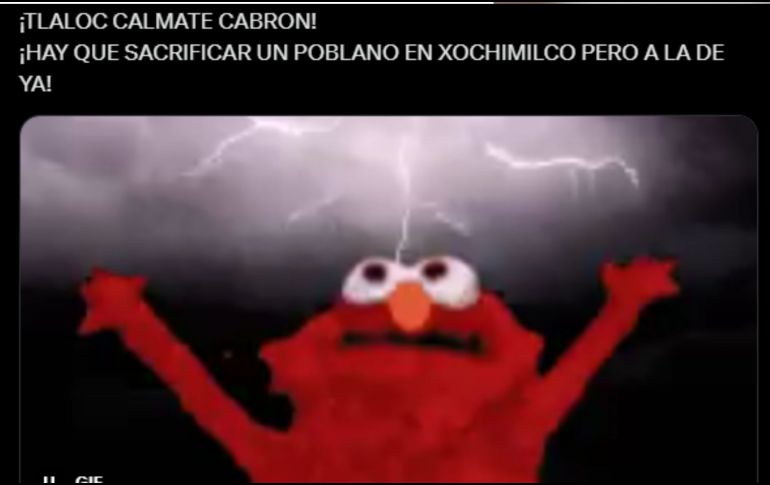 Las redes sociales no tardaron en reaccionar con humor. Tláloc se convirtió rápidamente en tendencia en la plataforma “X”, donde los usuarios compartieron ingeniosos y divertidos memes sobre las prolongadas lluvias.  X/@MrMagicMK