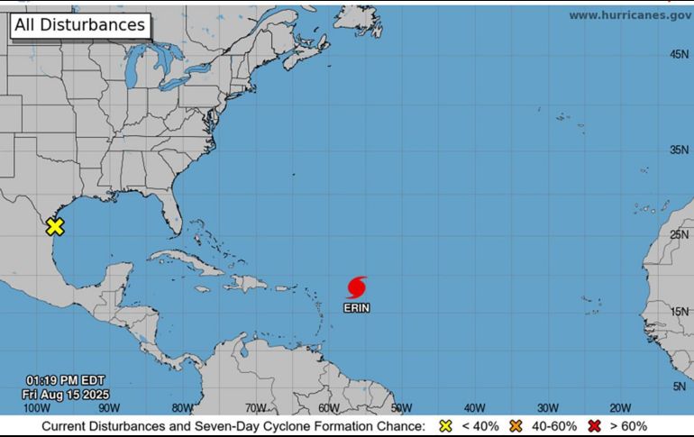 La tormenta tropical Erin surgió el lunes pasado y se convirtió en huracán el viernes. EFE