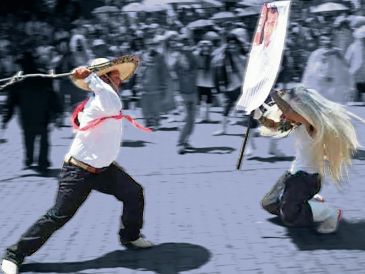 La danza recrea el enfrentamiento entre los Tastoanes y Santiago Apóstol, el santo conquistador. CORTESÍA/Luis Antonio Núñez Figueroa