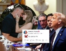 Donald Trump reacciona al anuncio del compromiso entre Tailyor Swift y Travis Kelce. EFE / EPA / AARON SCHWARTZ / POOL