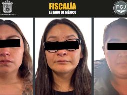 Claudia “N”, Citlalli “N” y Gloria “N” han sido señaladas por su probable intervención en el homicidio de siete menores de edad. X / @FiscaliaEdomex