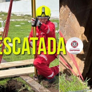 Rescatan a mujer que cayó dentro de una cripta en panteón de Zapopan