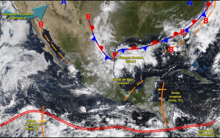 Se pide a la población en estas áreas mantenerse alerta y seguir las indicaciones de las autoridades. ESPECIAL/ SMN.