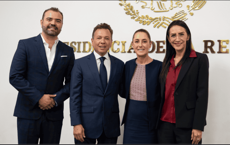 Quirino Velázquez, Laura Imelda y Lemus con Claudia Sheinbaum en el marco de la Reunión Nacional de Seguridad Pública. ESPECIAL