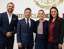 Quirino Velázquez, Laura Imelda y Lemus con Claudia Sheinbaum en el marco de la Reunión Nacional de Seguridad Pública. ESPECIAL
