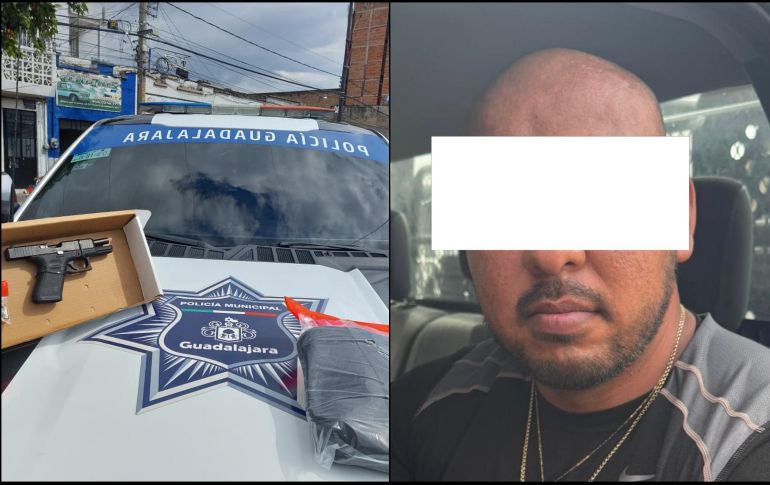 Al sujeto se le aseguró un arma de fuego y alrededor de 15 cartuchos útiles calibre 9 milímetros. ESPECIAL / Policía de Guadalajara