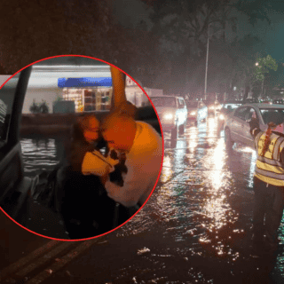 Auxilian a mujer que quedó atrapada en inundación en Plaza del Sol (VIDEO)