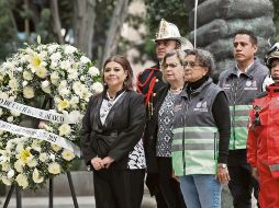 La jefa de Gobierno, Clara Brugada, durante el homenaje en memoria de las víctimas de los sismos de 1985 y 2017. EL UNIVERSAL