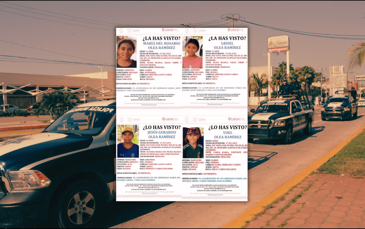 Los cuatro menores fueron identificados como María del Rosario de 13 años; Grisel de 12; Jesús Gerardo de 10 y Yoel Olea Ramírez de 8 años. NTX / ARCHIVO / ESPECIAL