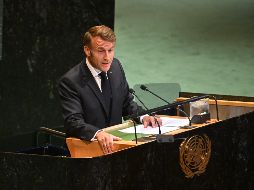 En el momento en que Macron declaró el reconocimiento, la sala de la Asamblea General donde se celebra la conferencia prorrumpió en aplausos. EFE/EPA/LUKAS COCH AUSTRALIA AND NEW ZEALAND OUT