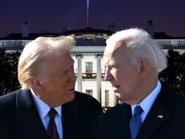 La foto, en blanco y negro, aparece en lugar del retrato de Joe Biden, en un nuevo "Paseo de la Fama" impulsado por Donald Trump, ubicado en la columnata que bordea el Jardín de Rosas de la Casa Blanca. ESPECIAL / AFP y CANVA