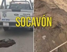 El hoyanco aparenta ser de varios metros de profundidad y mucho más ancho de lo que aparenta la superficie. ESPECIAL / Policía Vial Jalisco