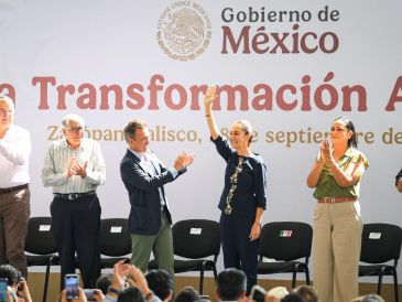 Sheinbaum abrió el evento recordando cómo durante la presidencia de Andrés Manuel López Obrador 13.5 millones de mexicanos salieron de la pobreza. EL INFORMADOR / J. ACOSTA