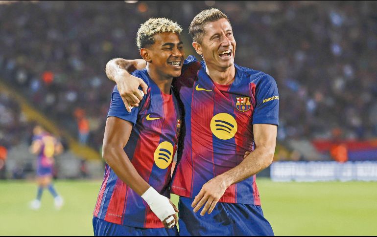Lamine Yamal recién recuperado de una lesión, ingresó al campo para asistir a Lewandowski y poner el gol del triunfo blaugrana. EFE