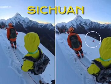 Este es el contexto del video viral que circula en redes sociales en el que un excustionista cayó de una montaña en China. ESPECIAL
