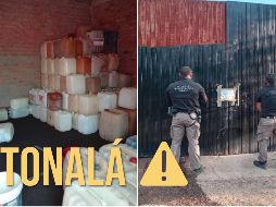 En el lugar se aseguraron aproximadamente 11 mil 650 litros de hidrocarburo, diversos contenedores, varios bidones, un cubitambo y dos motocicletas. ESPECIAL / FGR