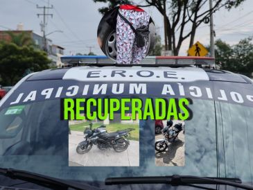 Este martes, la Policía de Zapopan logró recuperar dos motocicletas robadas y detener a dos presuntos ladrones. ESPECIAL / Policía de Zapopan