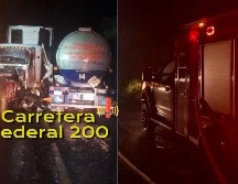 La vialidad se encuentra completamente cerrada en ambos sentidos de la Carretera Federal 200. ESPECIAL / FACEBOOK Protección Civil Jalisco