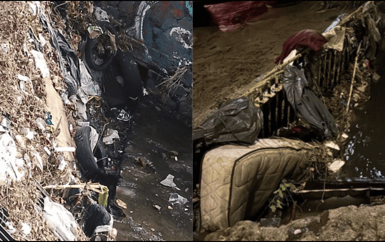 En el canal del Jagüey se encontraron colchones, muebles y basura que obstruían el cauce del agua. GOBIERNO DE GUADALAJARA