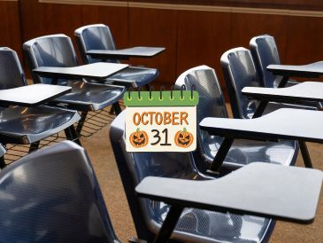 La suspensión del 31 de octubre, día en que muchas personas se disfrazan con motivo del Halloween, coincide con el fin de semana y las festividades del Día de Muertos mexicano, cuando generalmente no hay clases. ESPECIAL / CANVA